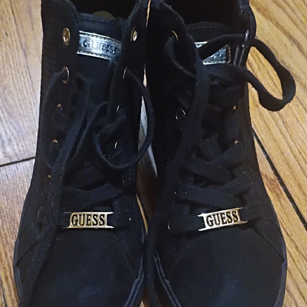 GUESS Women's Black Wedge Sneakers - Picture 4 of 5